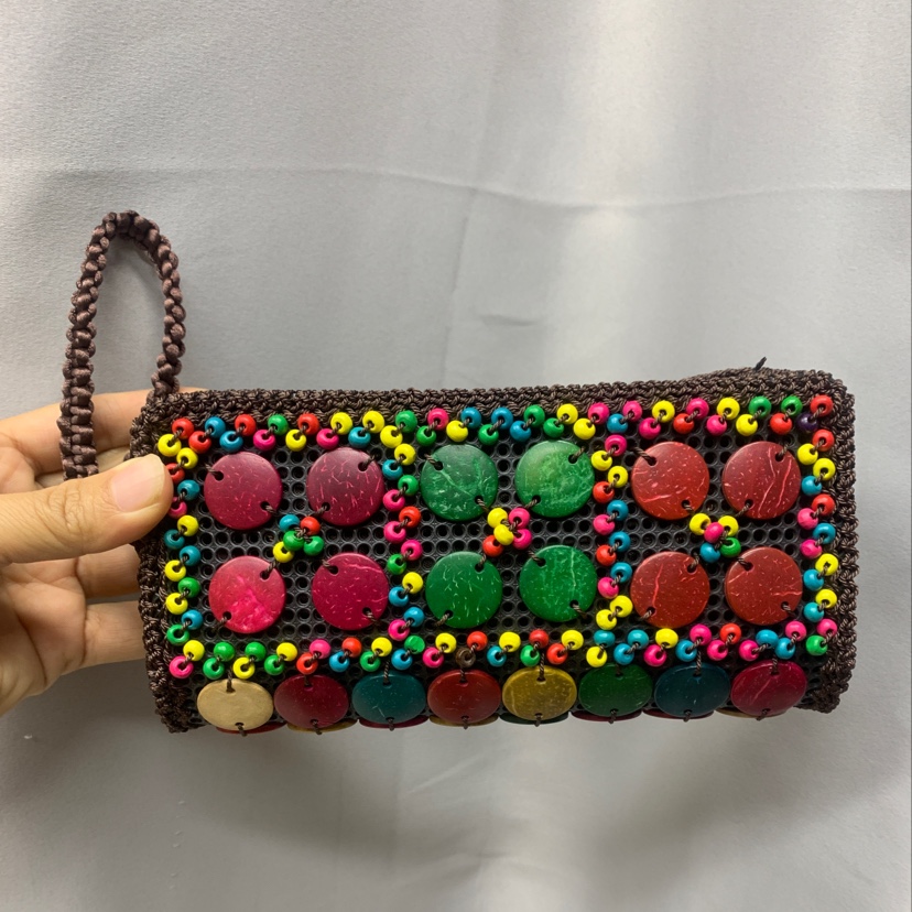 Variable Bag Coconut Shell Coin Purse Hand Key Bag Double Pull Cell Phone Bag Bead Women's Bag
