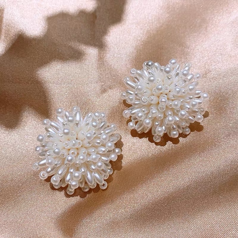Fashionable Korean Popcorn Pearl Stud Earrings With Casual Earrings Specification drawing