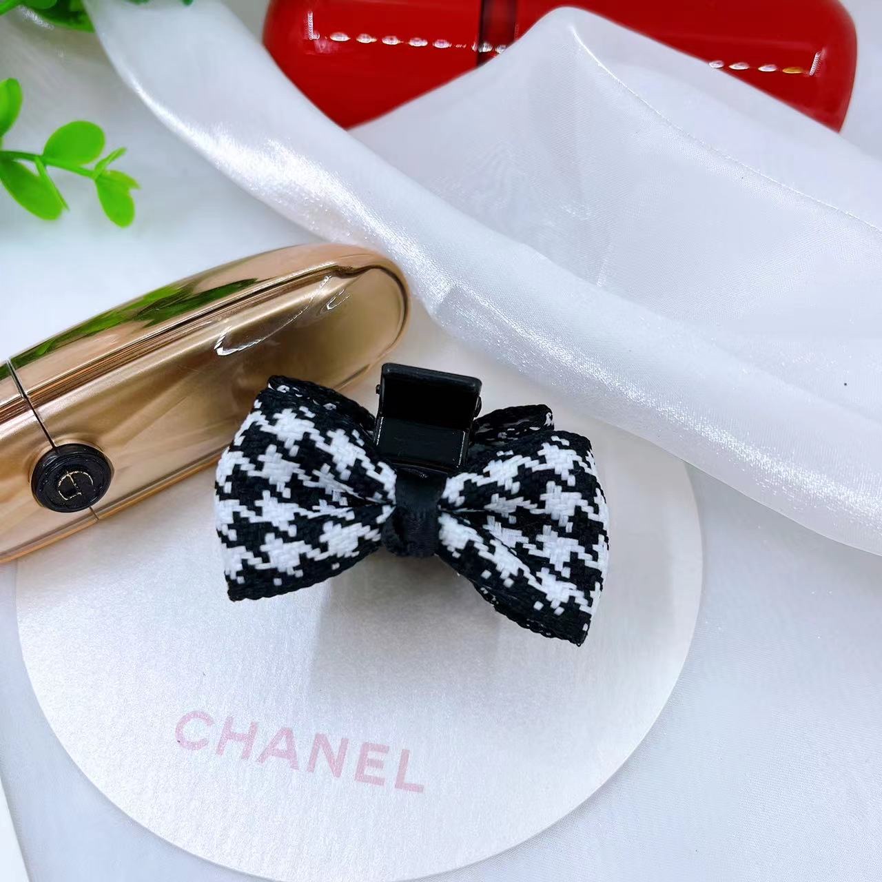 Sweet Fabric Bow Clip Small Femininity Elegant Princess Head Side Bangs Clip Forehead Air Hair Clip Specification drawing