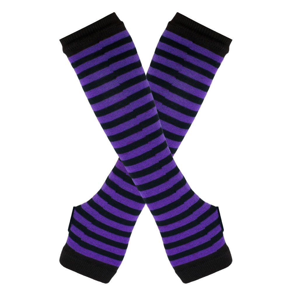 Wholesale of Korean-style long gloves and arm covers in stock from the manufacturer. cospla anime black and white striped fingerless cotton long wrist covers Item Picture
