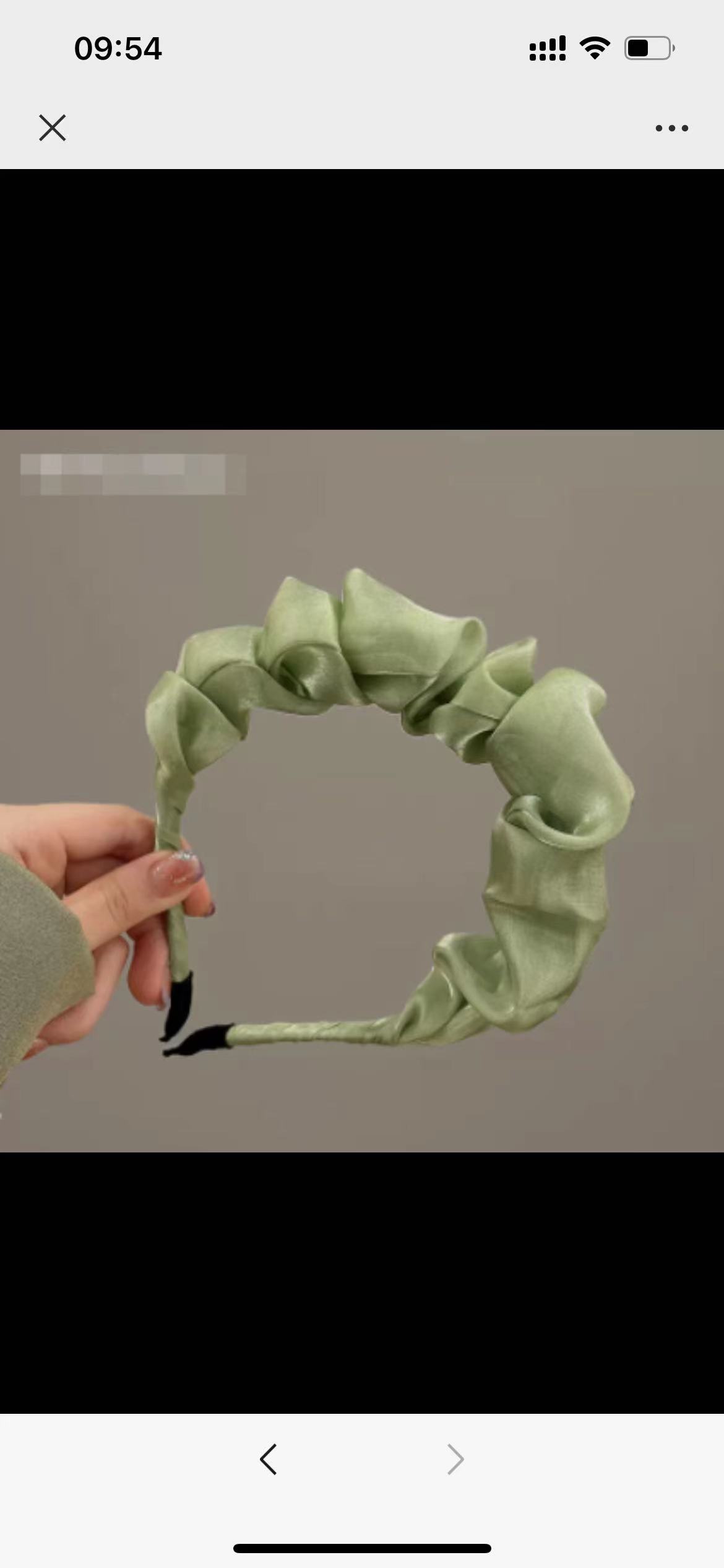 明星同款芥末绿高级感韩版绿色系网纱褶皱发箍高颅顶发饰图