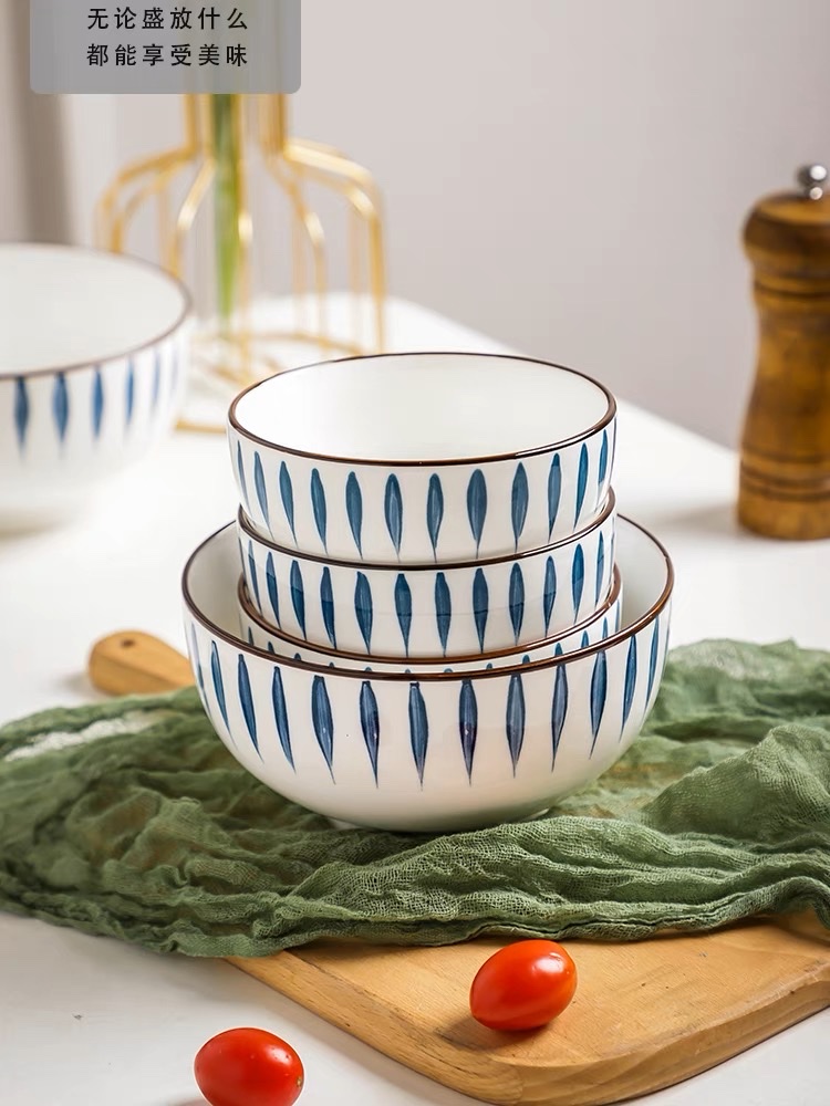 Ceramic bowls, large bowls, bucket bowls, soup bowls, household tableware, instant noodle bowls, small soup bowls, internet-famous creative Japanese-style set noodle bowls Specification image