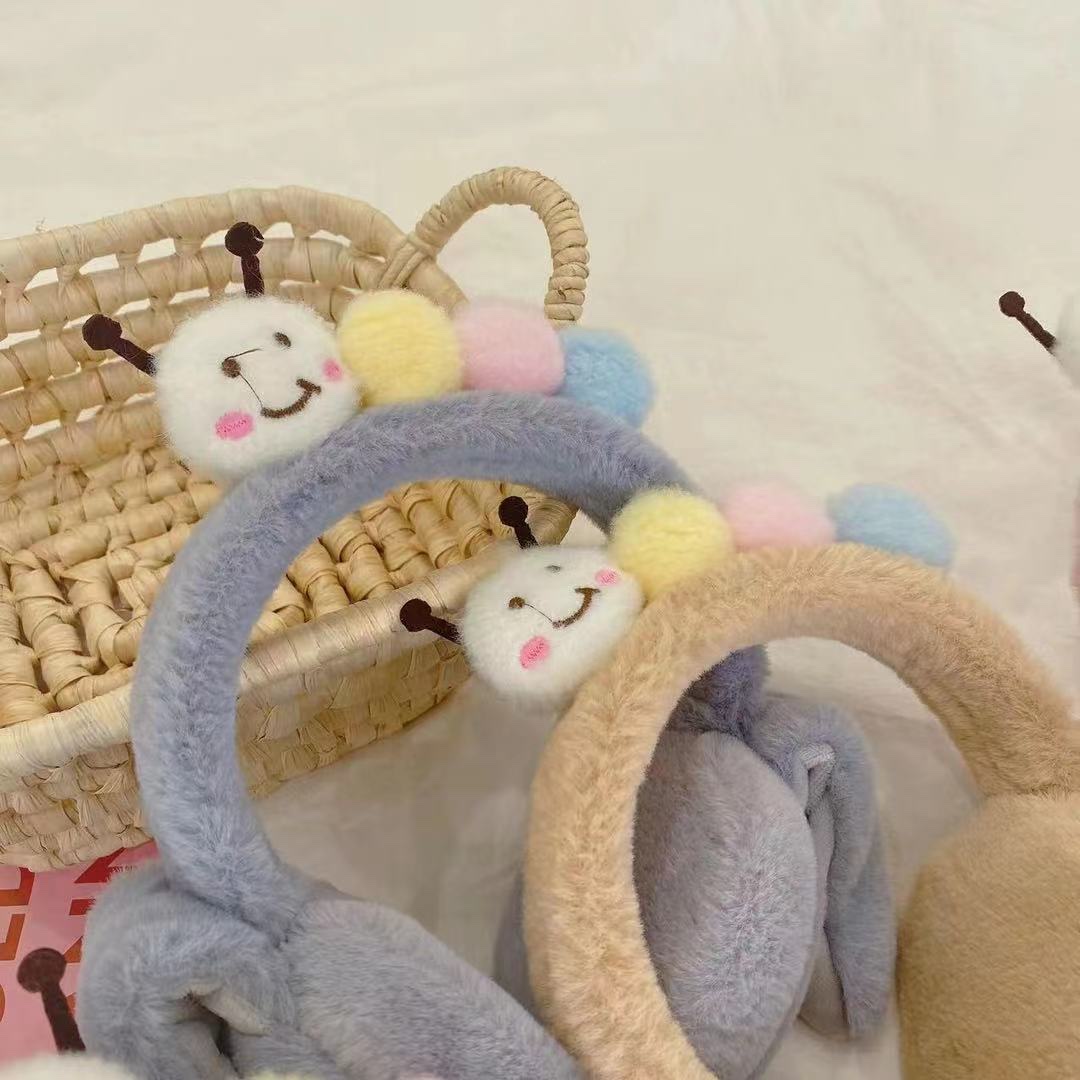 小蜜蜂卡通耳罩，冬天保暖必备，带气囊捏捏耳朵会动详情图4