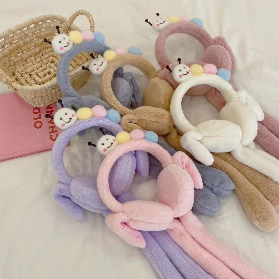 小蜜蜂卡通耳罩，冬天保暖必备，带气囊捏捏耳朵会动详情图5