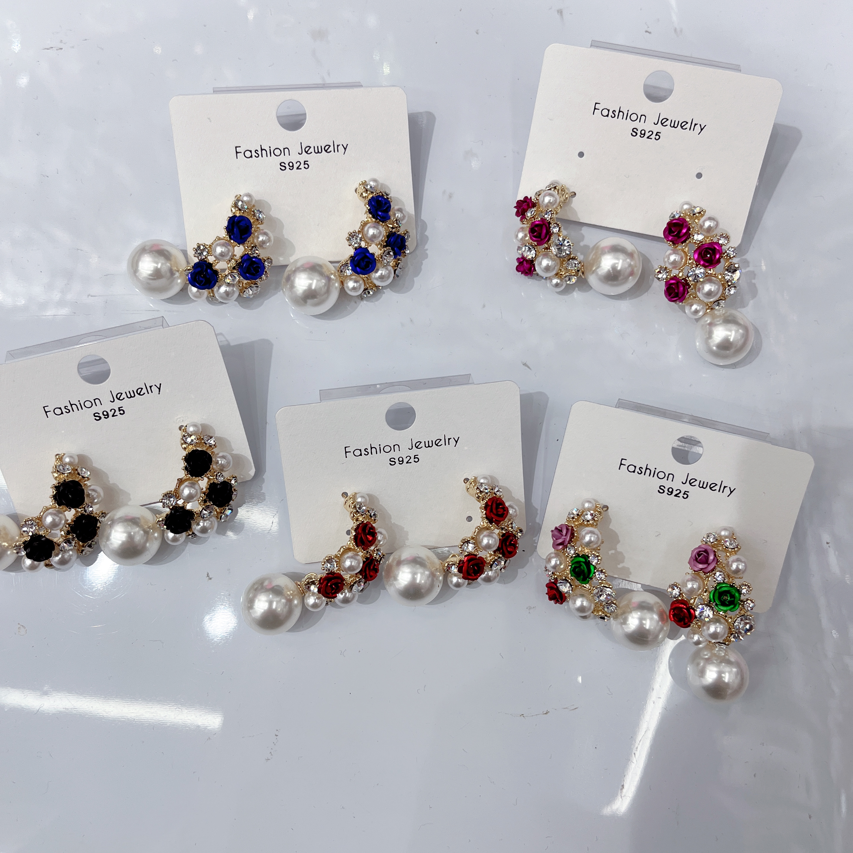 韩版合金小花多色引领时尚潮流，欢迎来样订做，珍珠可选颜色