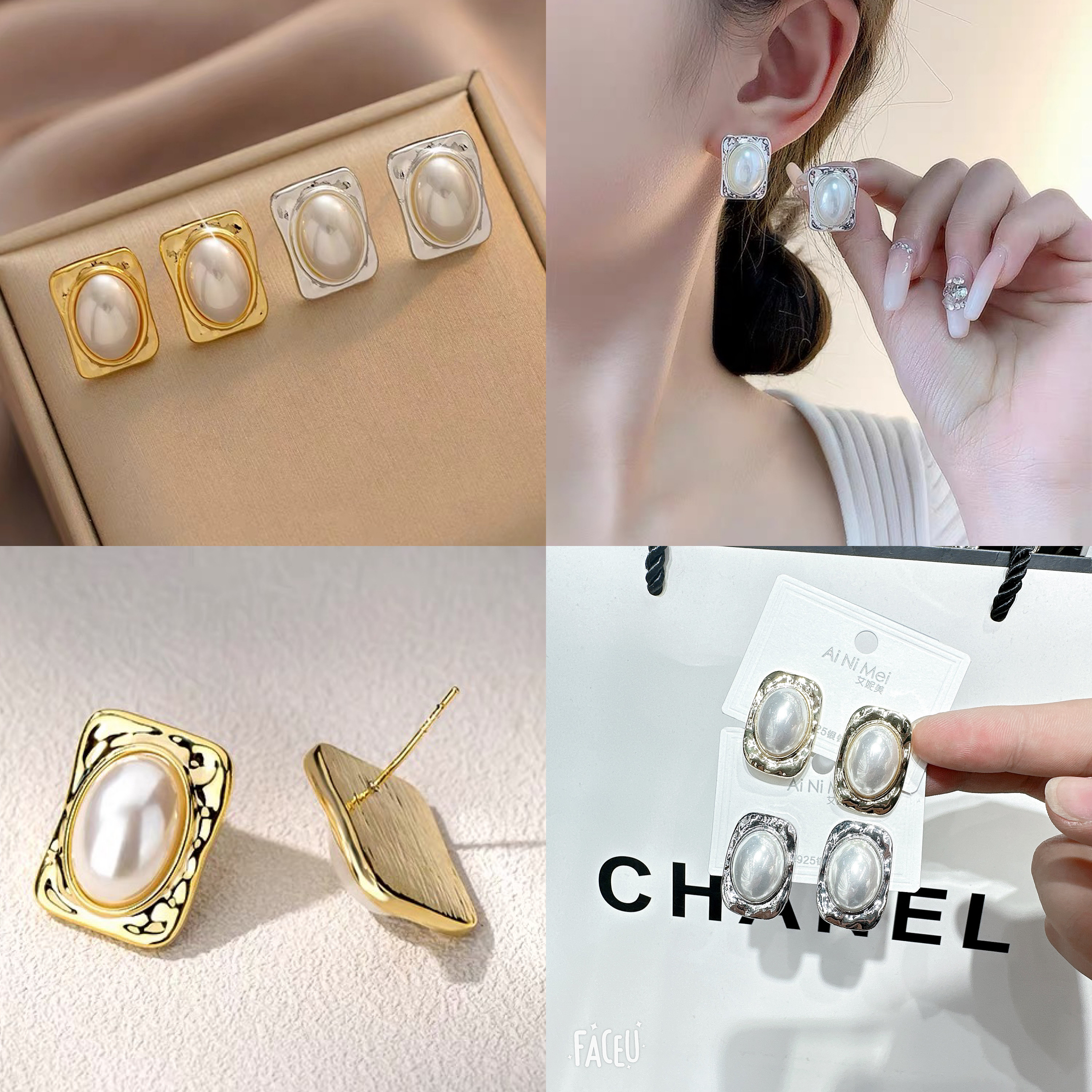 Elegant pearl silver ear studs for women, 925 silver needle, high-end feel, 2022 new trendy and niche design style earrings, socialite Specification image