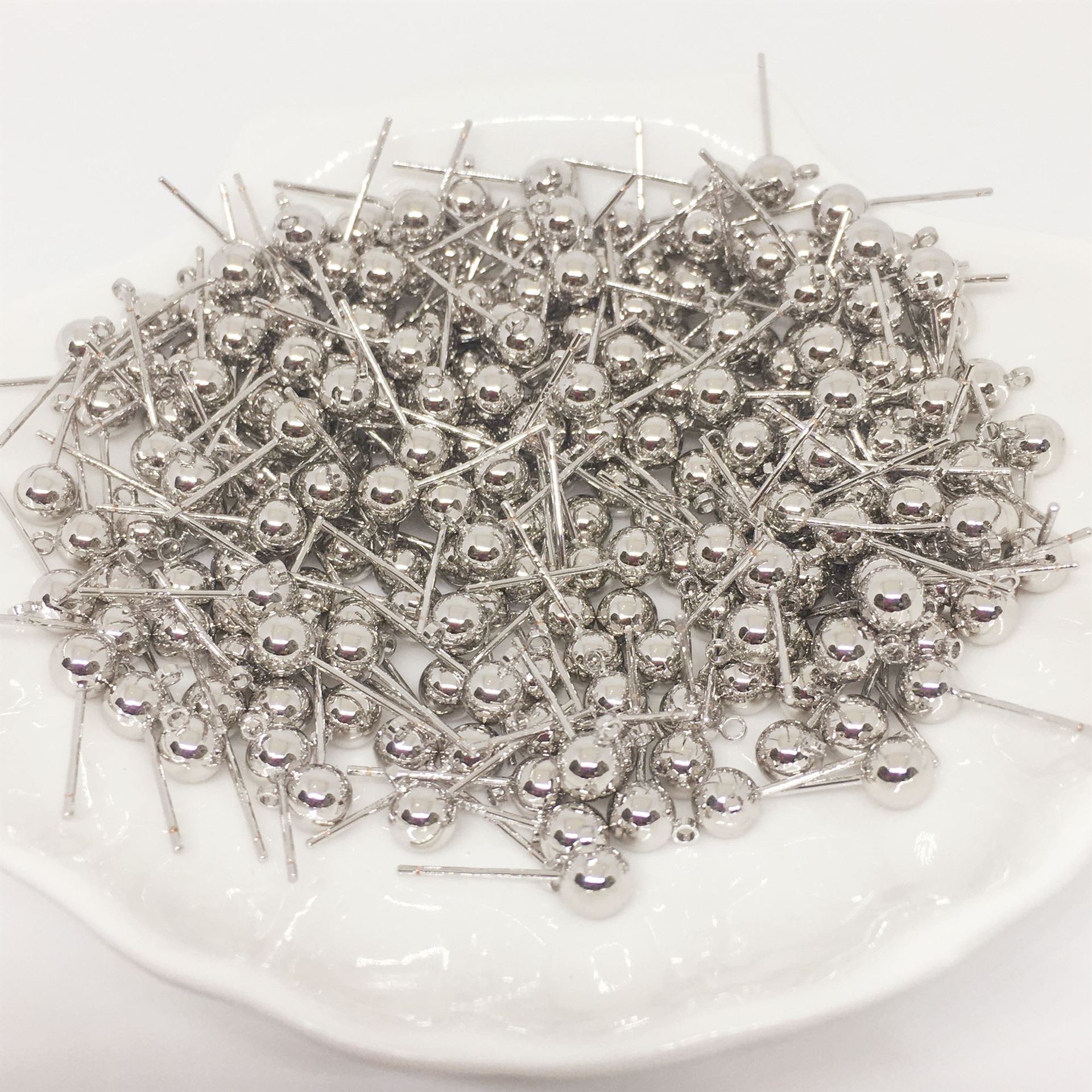 Handmade round ball ear needles, steel ball needle earrings, material, hanging steel needle, bean ear needles, diy jewelry accessories