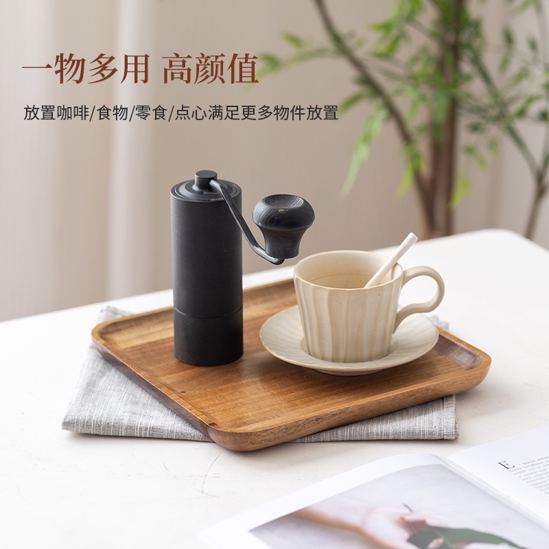 Modern and simple acacia wood tea tray, household Japanese-style wooden rectangular tea set tray, fruit and pastry wooden tray Specification image