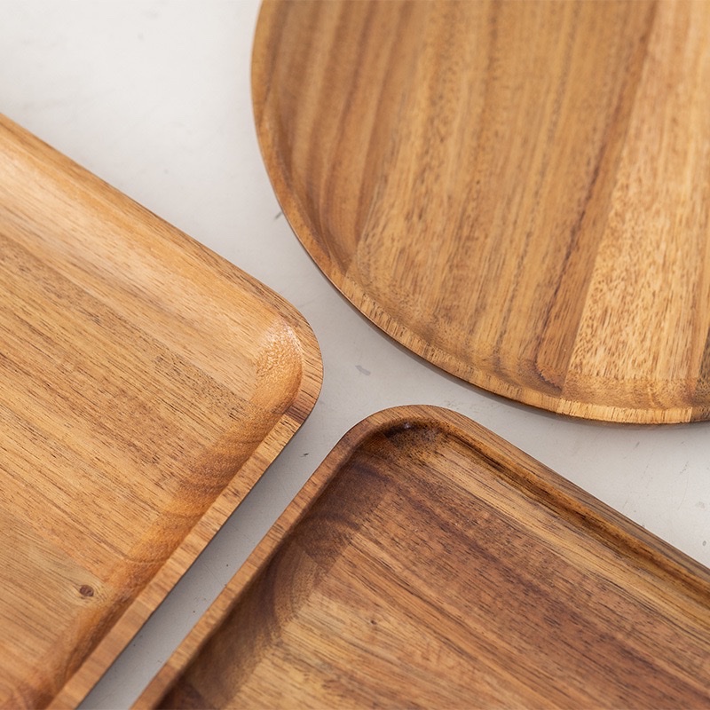 Modern and simple acacia wood tea tray, household Japanese-style wooden rectangular tea set tray, fruit and pastry wooden tray Application Scenario