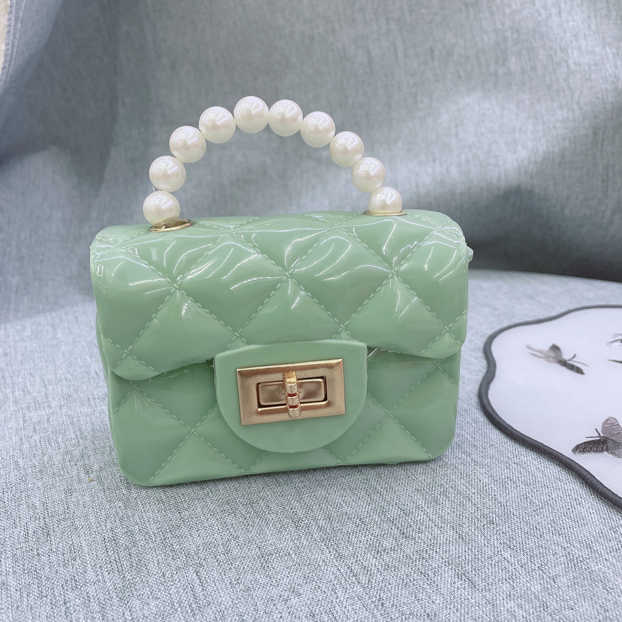 Mini Chanel-style diamond-shaped bag, children's jelly bag, chain shoulder bag, beaded handbag, crossbody bag Specification image