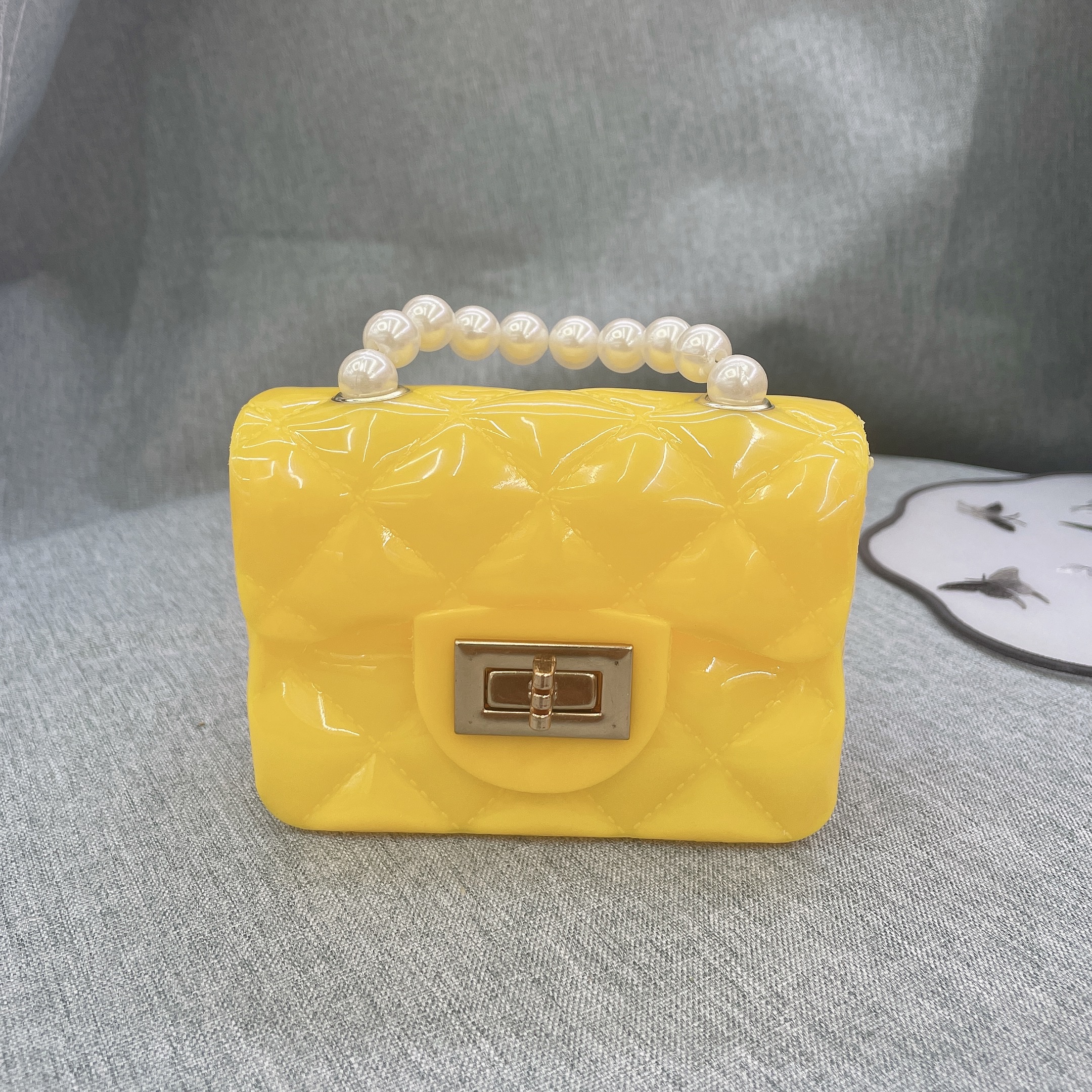 Mini Chanel-style diamond-shaped bag, children's jelly bag, chain shoulder bag, beaded handbag, crossbody bag details Picture