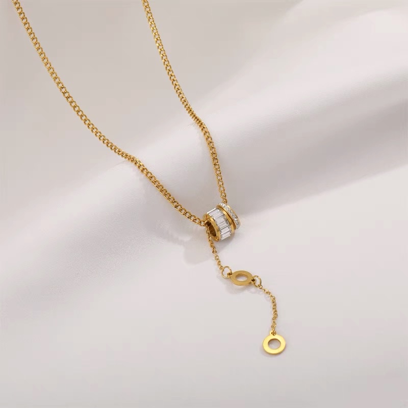 Full diamond small waist titanium steel necklace female summer clavicle chain does not fade light luxury niche ins details Picture