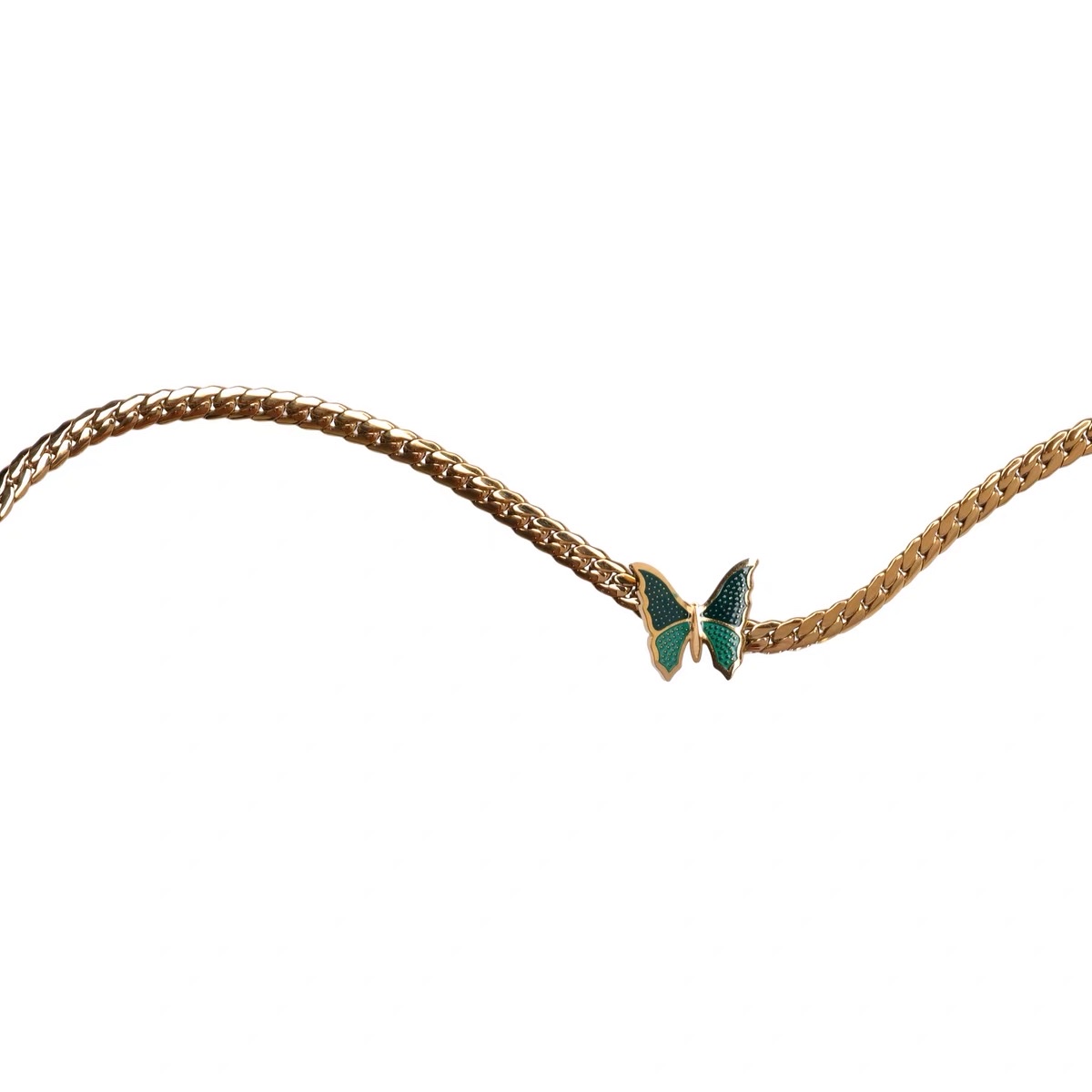 Woven chain Vintage Green butterfly choker neck chain necklace collarbone chain Titanium steel Application Scenario
