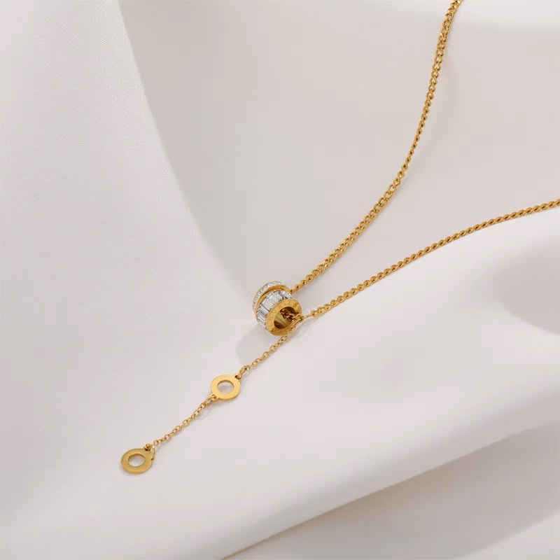 Full diamond small waist titanium steel necklace female summer clavicle chain does not fade light luxury niche ins Specification drawing