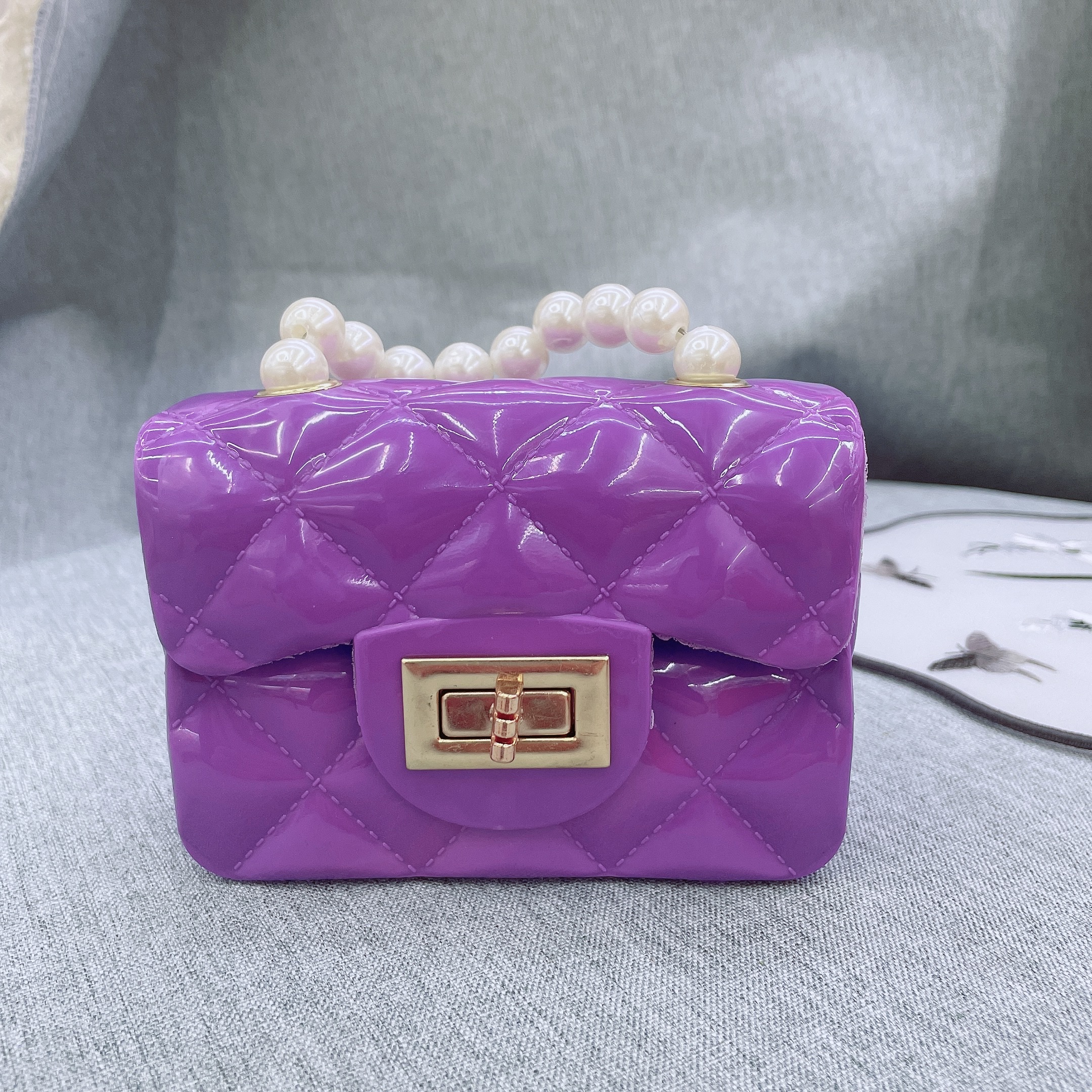 Mini Chanel-style diamond-shaped bag, children's jelly bag, chain shoulder bag, beaded handbag, crossbody bag Item Picture