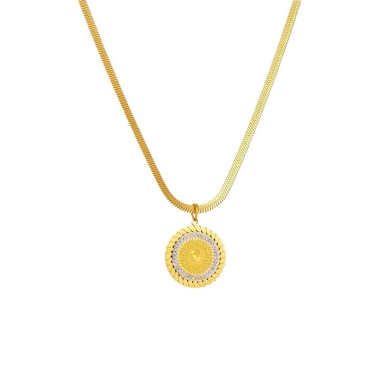 Stainless Steel Large Sunflower Head Necklace details Picture