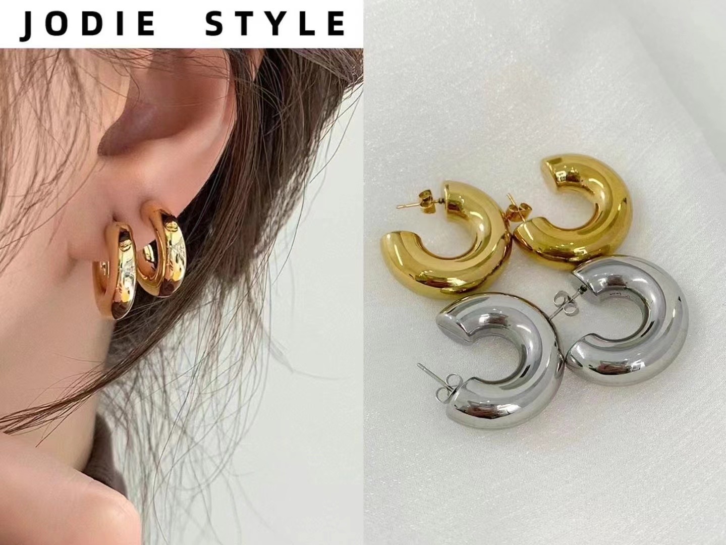 Stainless Steel Explosive Tadpole Exquisite Earrings Specification drawing