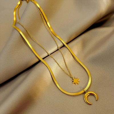 Starmoon, Stylish Stainless Steel, Double Chain Necklace