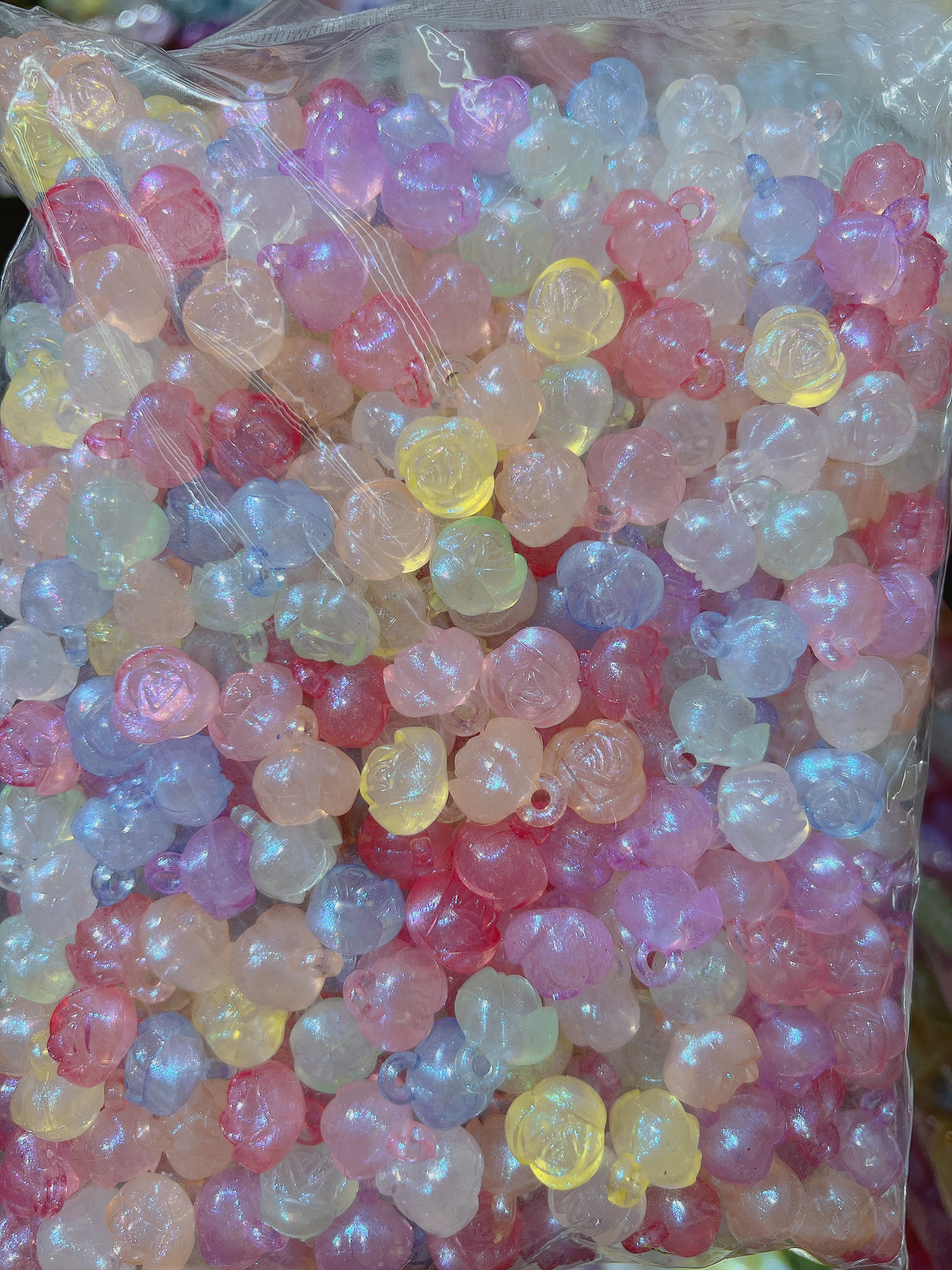 Acrylic Mermaids Glow-In-The-Dark Beads Rose Pendant Car Hanging Accessories Diy Material Package
