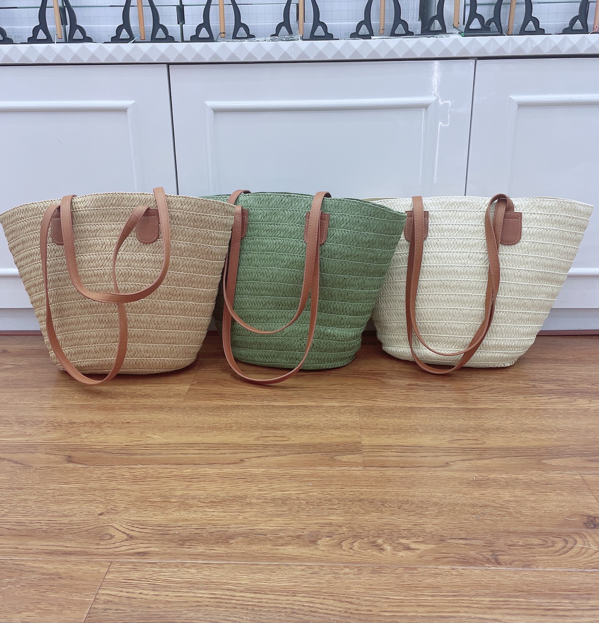 Woven bags, commuter bags, straw woven bags, summer travel photo bags, versatile beach bags, hand-woven bags, large-capacity single-shoulder bags detail image 1