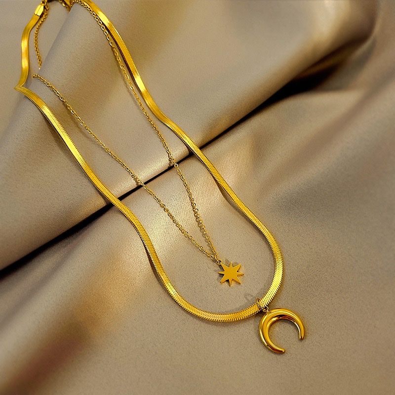 Starmoon, Stylish Stainless Steel, Double Chain Necklace Application Scenario