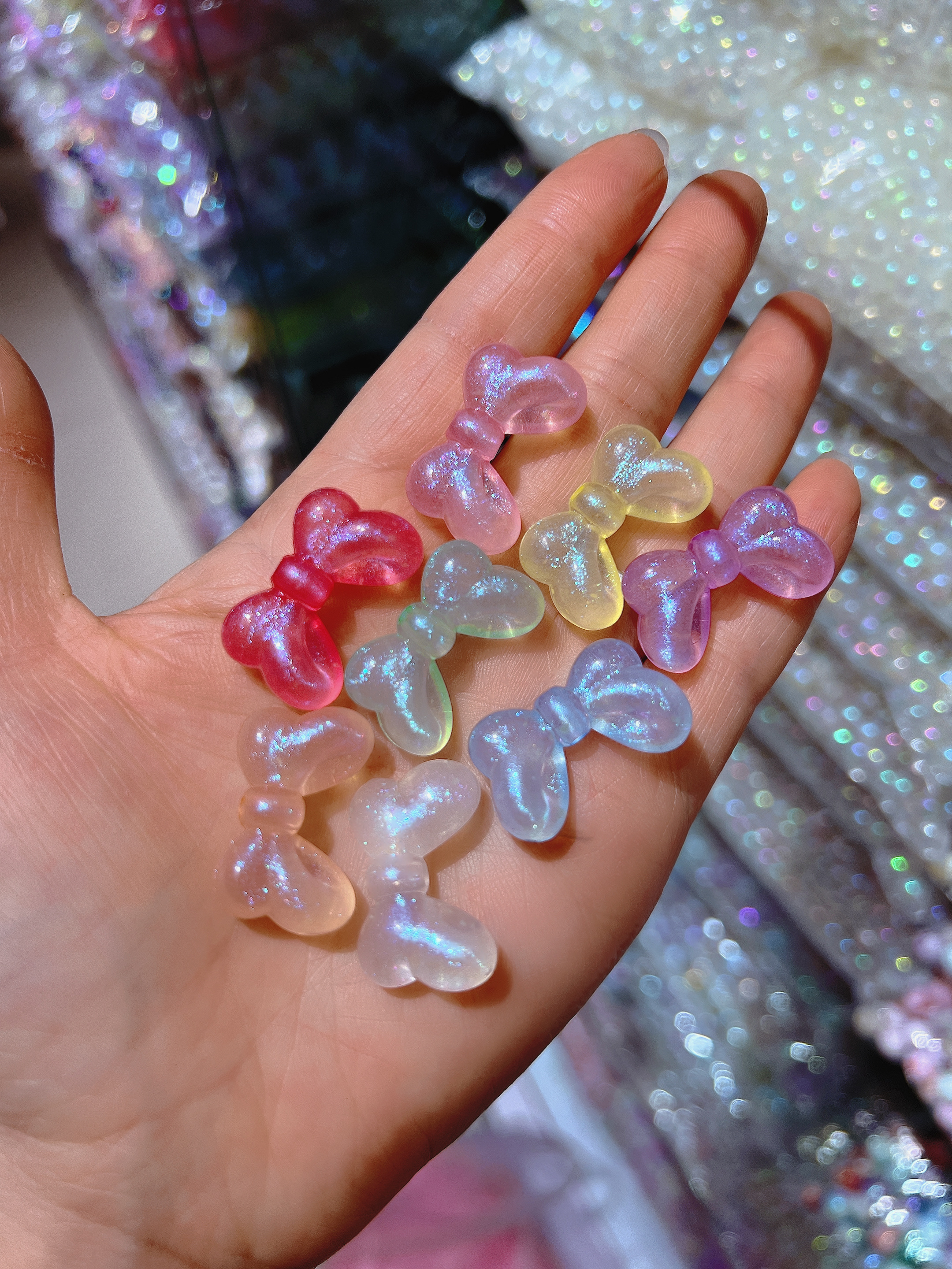 Mermaids Acrylic Luminous Beads Shaped Beaded Bow Tie Live Explosion Headwear Accessories Diy Material Bag Application Scenario