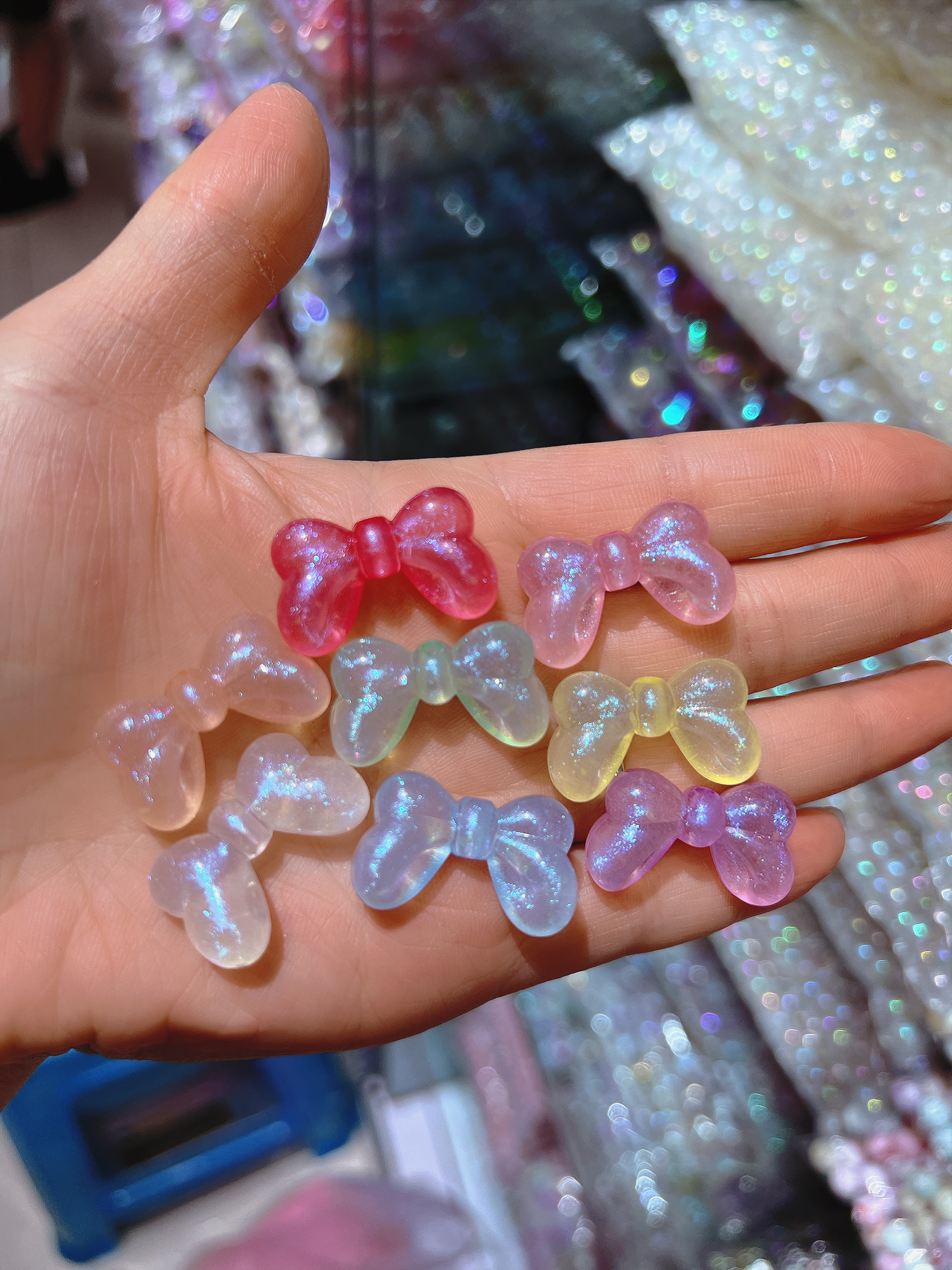 Mermaids Acrylic Luminous Beads Shaped Beaded Bow Tie Live Explosion Headwear Accessories Diy Material Bag Specification drawing