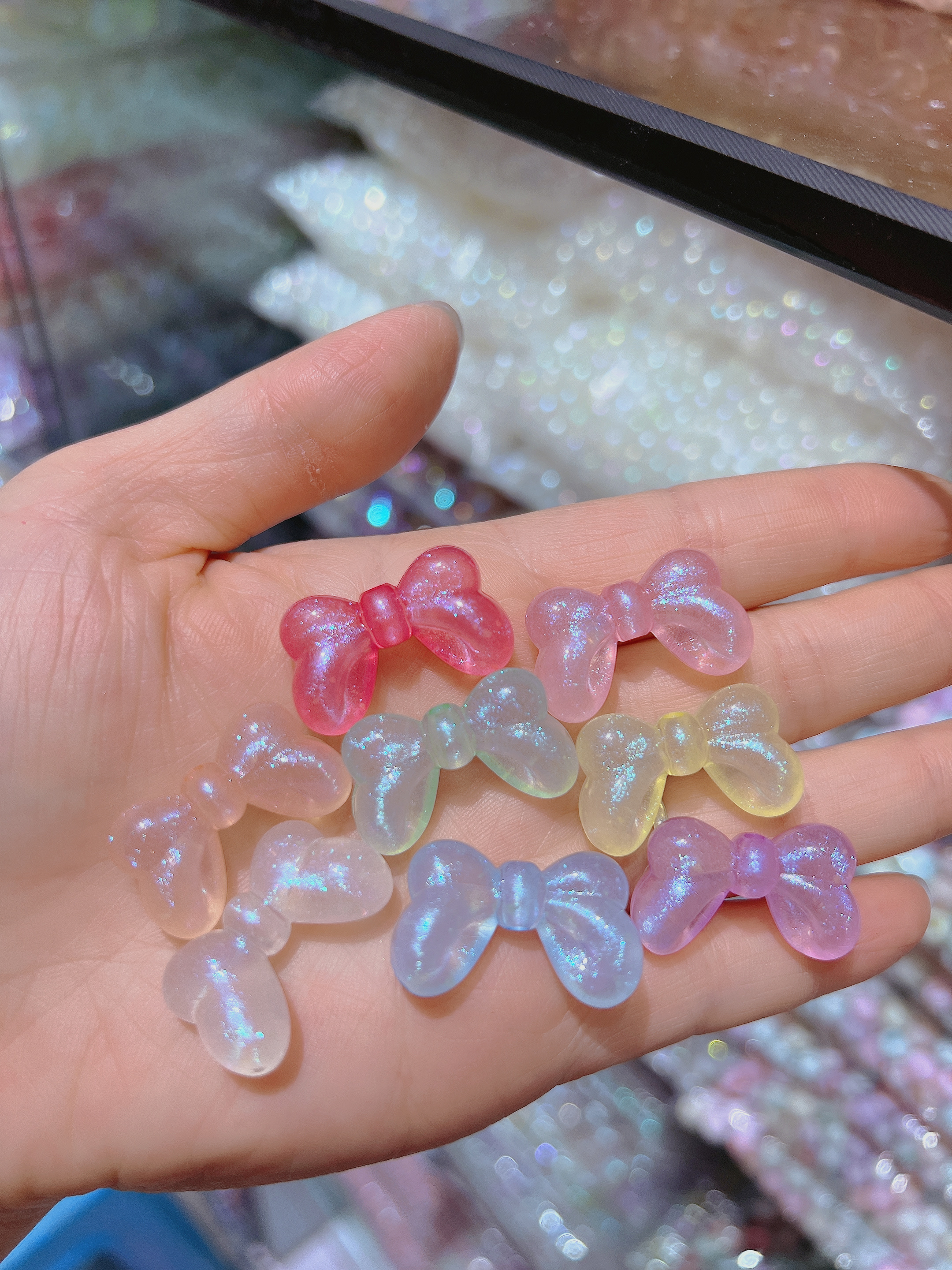 Mermaids Acrylic Luminous Beads Shaped Beaded Bow Tie Live Explosion Headwear Accessories Diy Material Bag details Picture