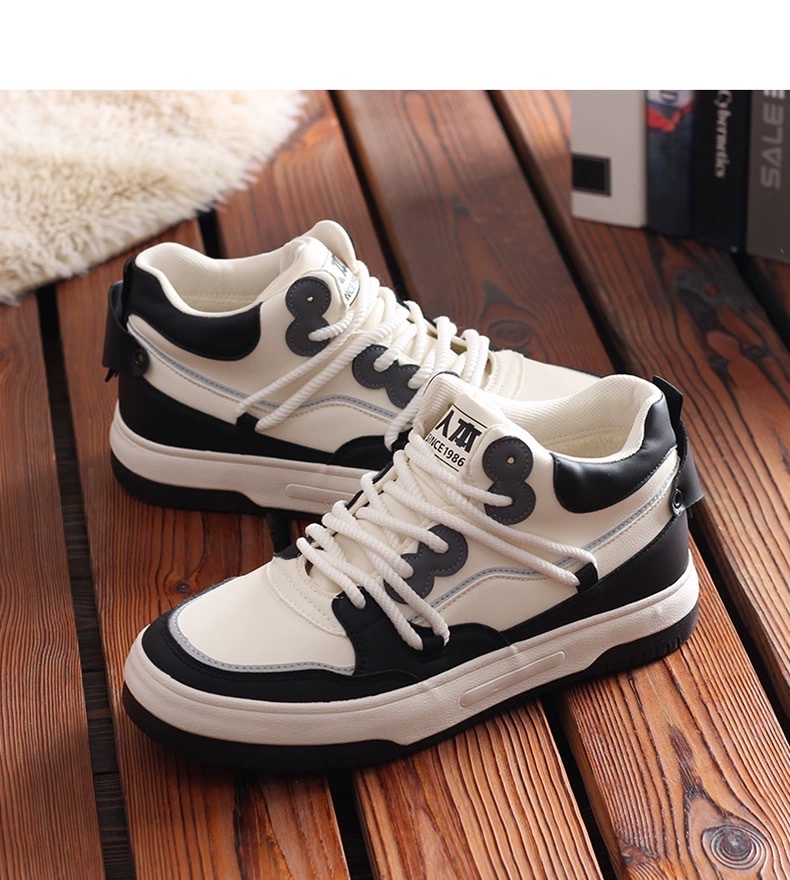 Renben Men's Shoes Autumn/Winter 2023 New style Men's student casual shoes with fleece warmth white sneakers, personalized soft-soled board shoes and sports shoes