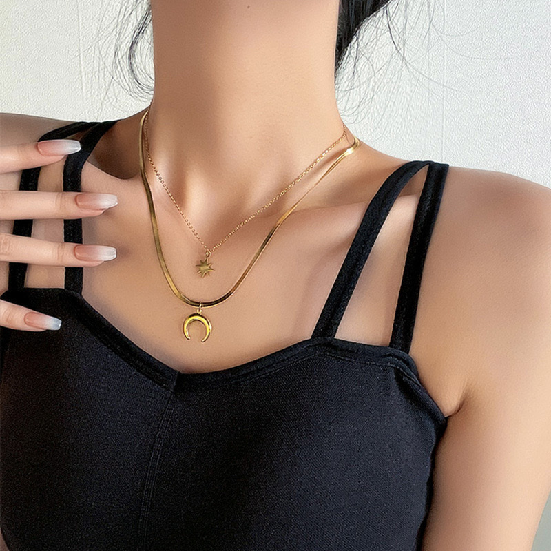 Starmoon, Stylish Stainless Steel, Double Chain Necklace Item Picture