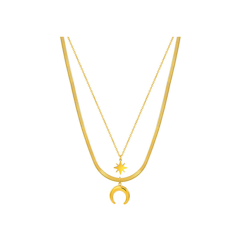 Starmoon, Stylish Stainless Steel, Double Chain Necklace Specification drawing
