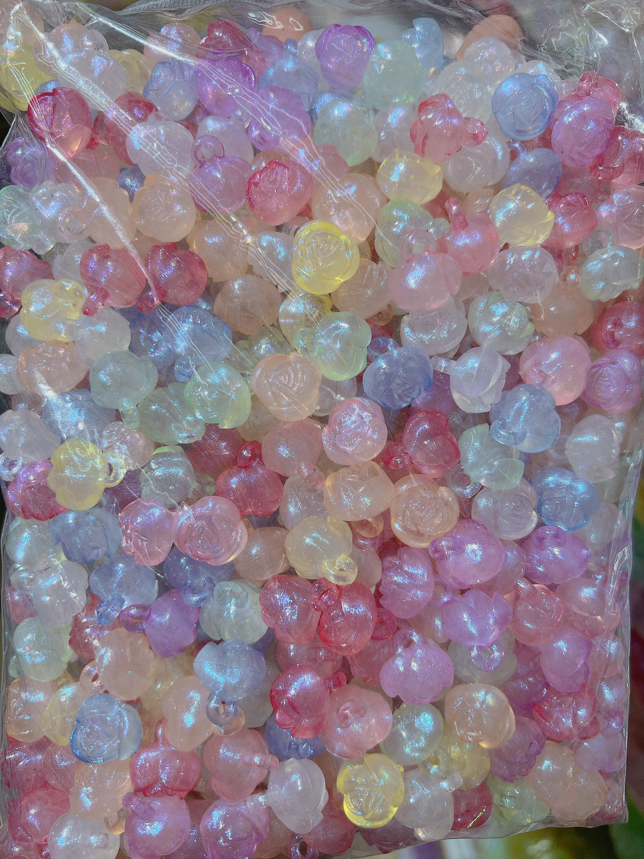 Acrylic Mermaids Glow-In-The-Dark Beads Rose Pendant Car Hanging Accessories Diy Material Package Specification drawing