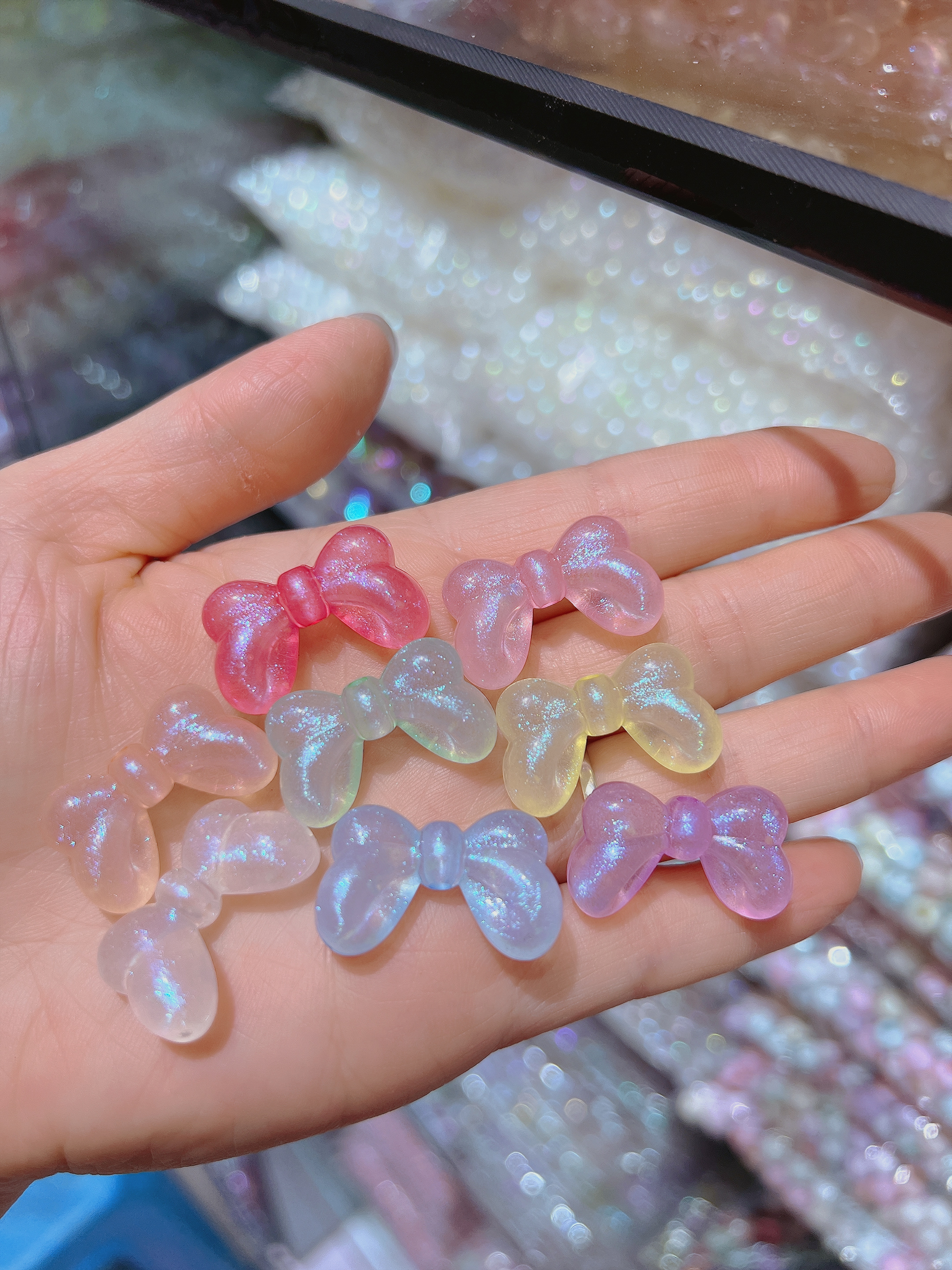 Mermaids Acrylic Luminous Beads Shaped Beaded Bow Tie Live Explosion Headwear Accessories Diy Material Bag