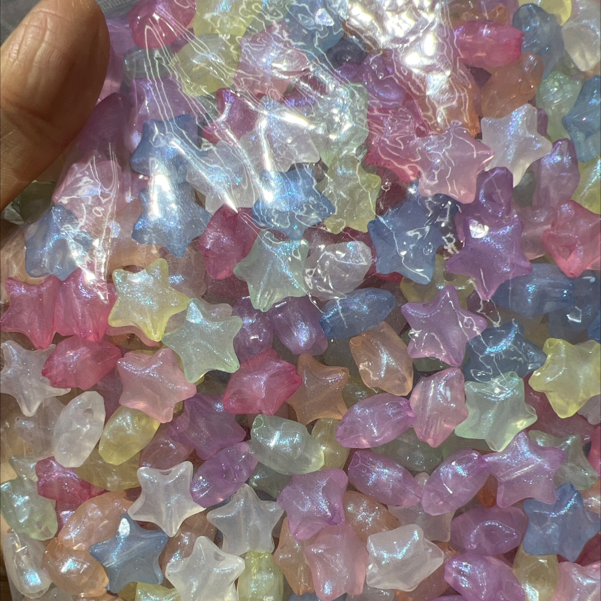 Mermaids Acrylic Luminous Bead Shaped Bead Five-Pointed Star Live Burst Headwear Accessories Diy Material Bag