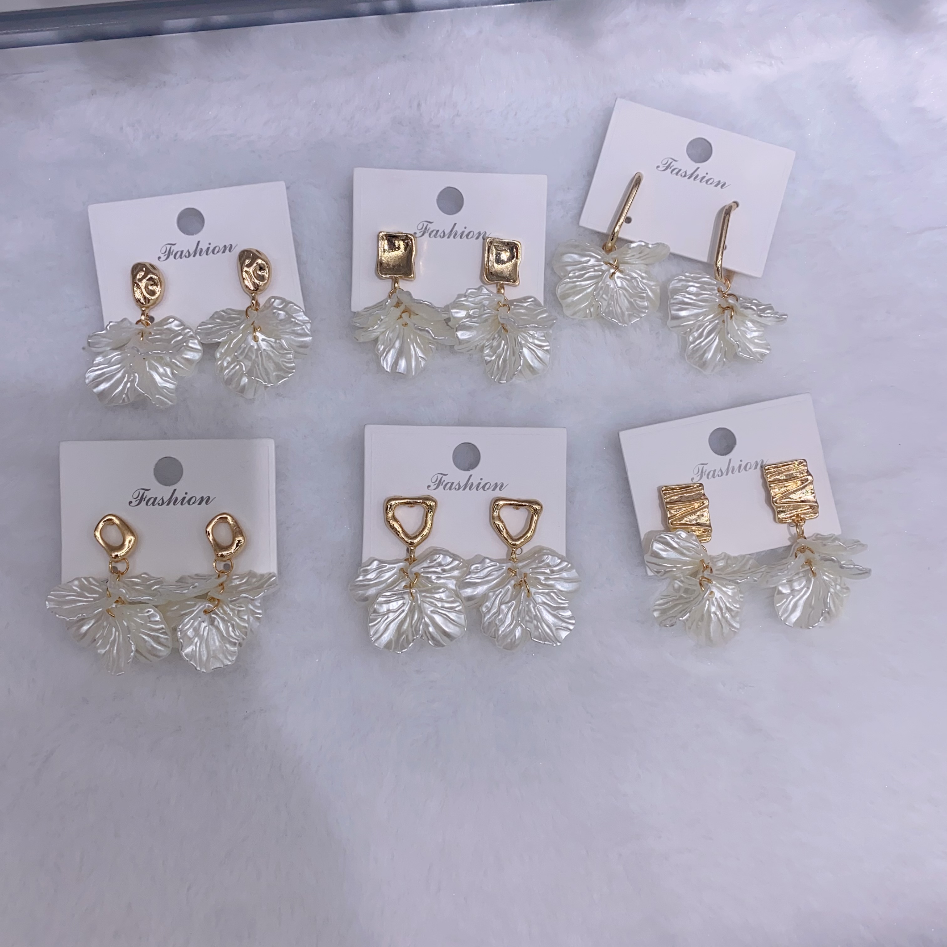 Super Fairy forest style Pearl petal tassel earrings Nan Nan Accessories -018