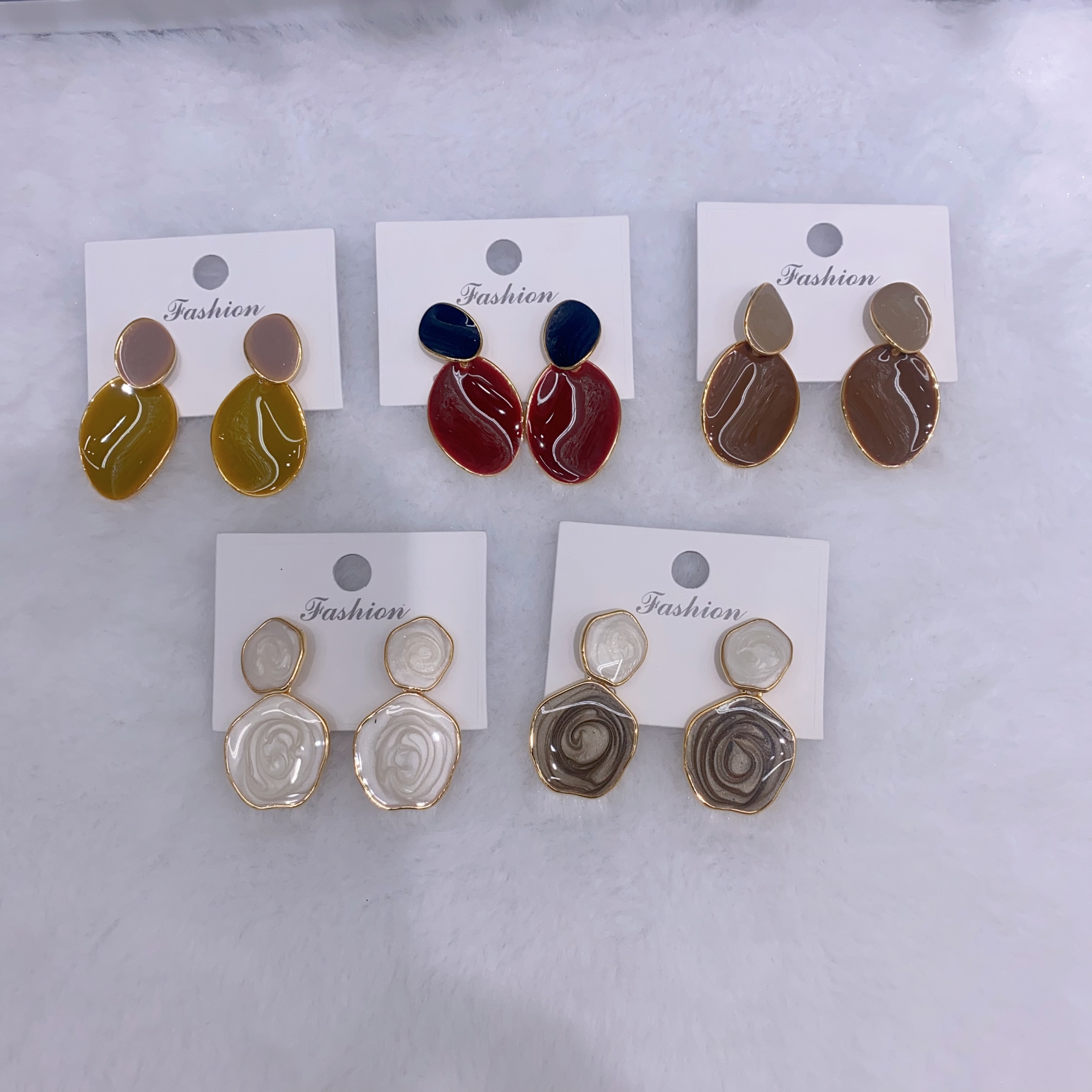 Maillard color oil-dripping earrings, elegant and high-end, simple and versatile, fashionable earrings, Nan Nan Accessories -019