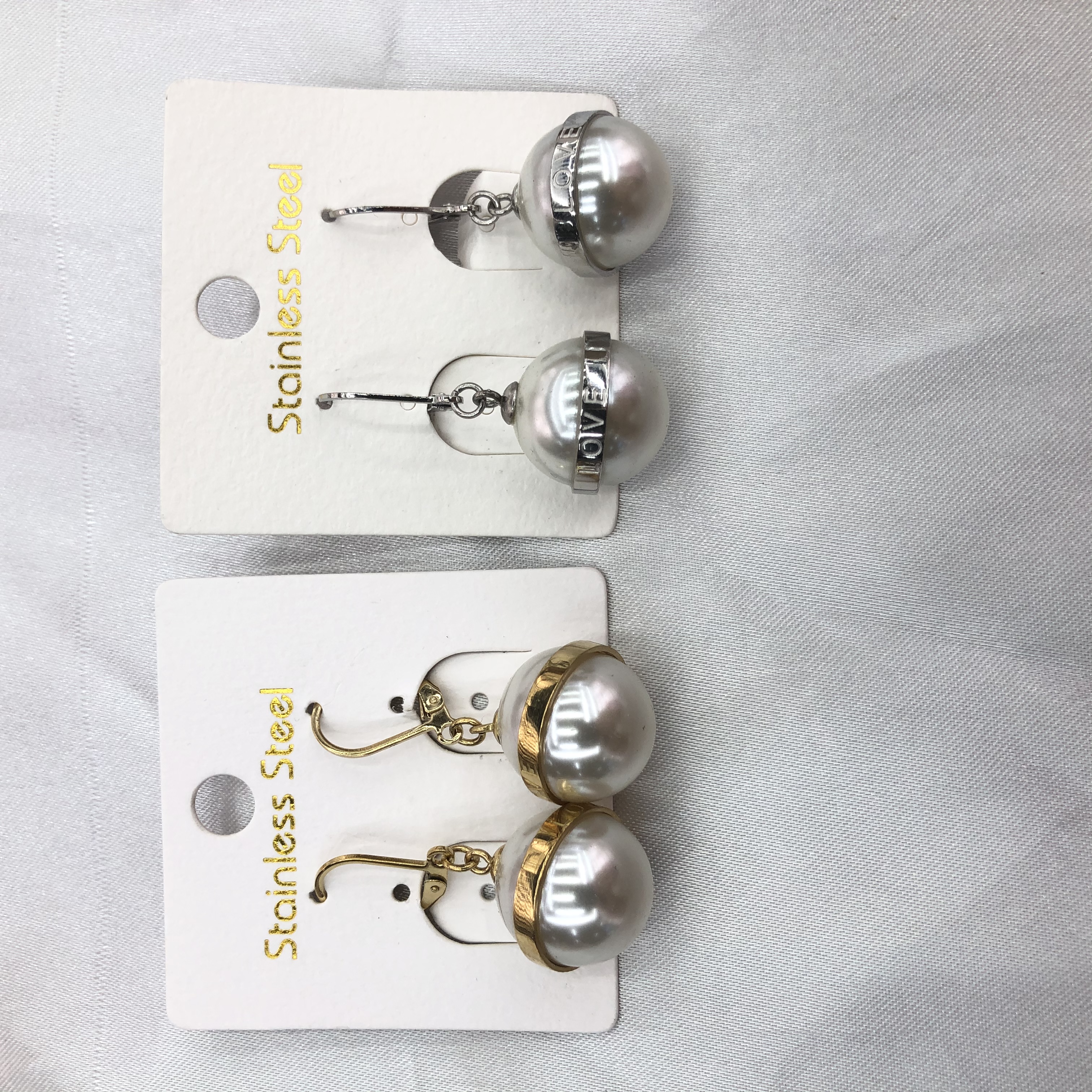 荣鑫钛钢耳环 不锈钢耳环 法式气质圆圈珍珠耳环小众时尚