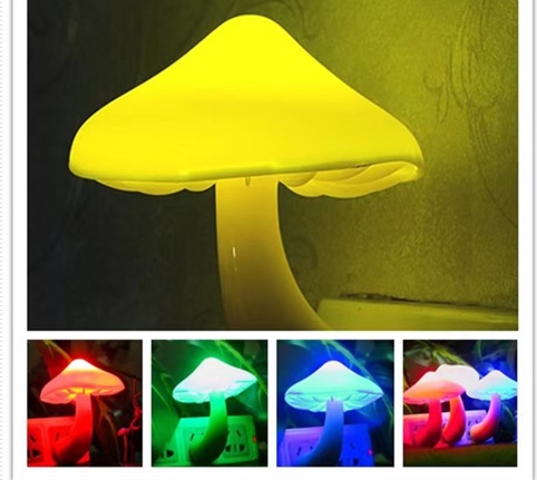 光控蘑菇小夜灯黄色led光感应床头灯LED灯七彩蘑菇灯详情图5