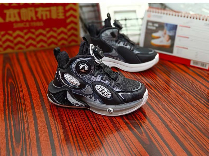 Renben children's winter fleece warm sports shoes, anti-slip soles, waterproof leather surfaces, rotating buttons, lightweight cotton shoes, cool and trendy