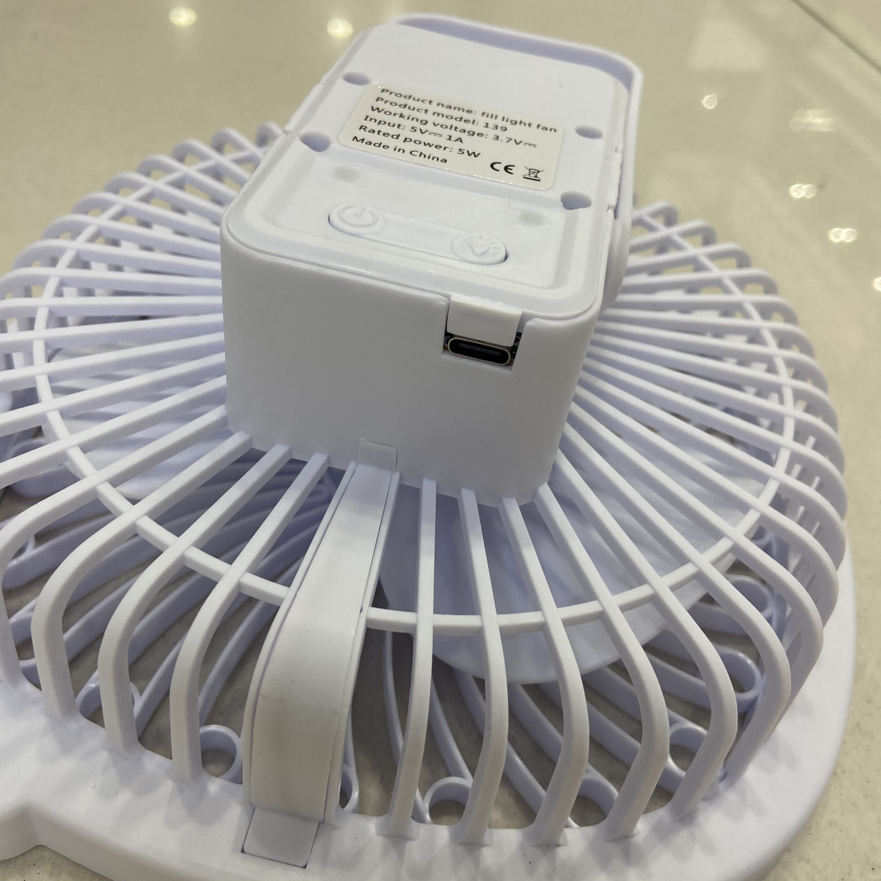USB mini fan with light, handheld fan, outdoor camping, home desktop, desktop charging fan Item Picture