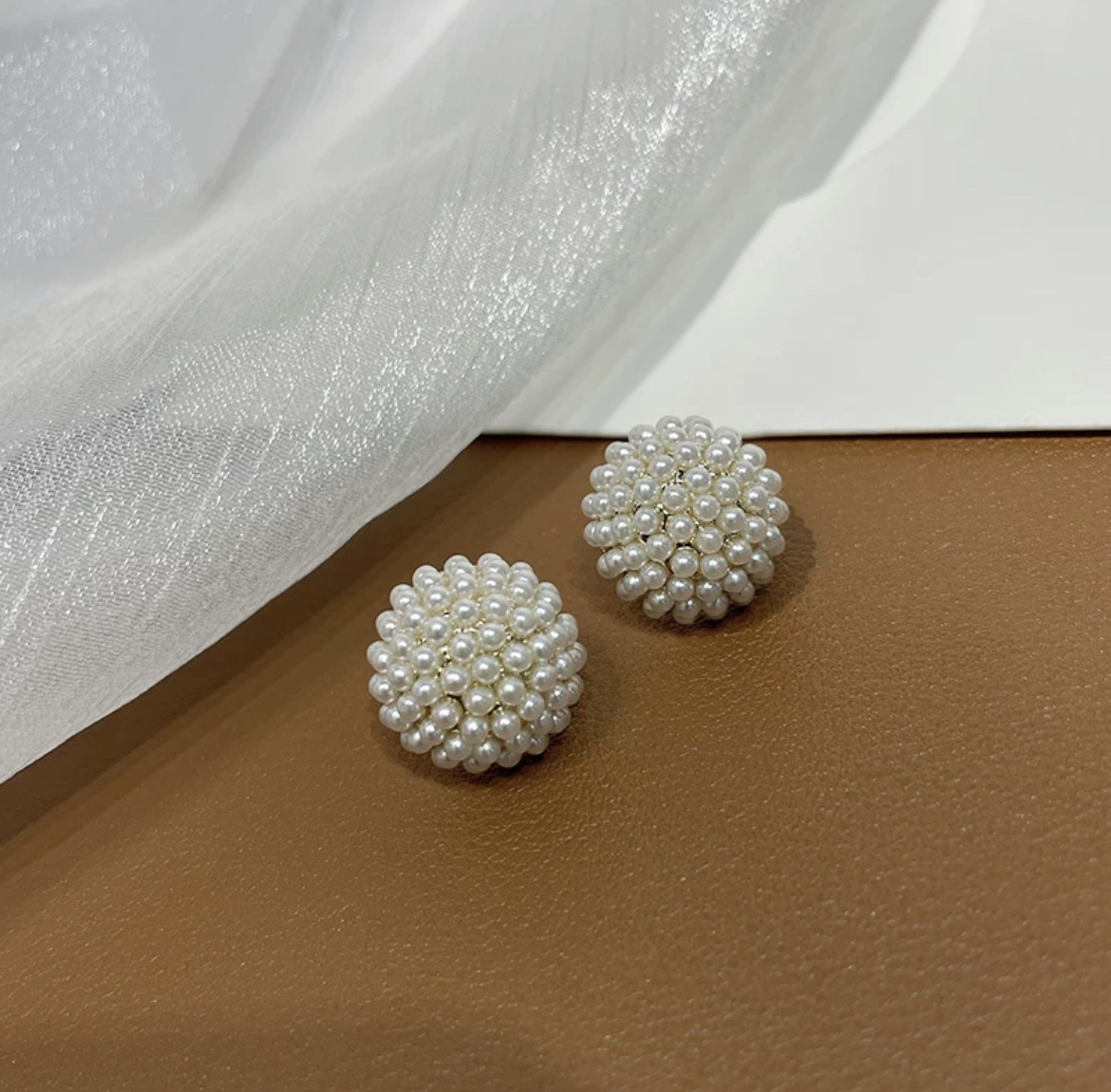 Korean Minority Temperament Personality New Tide Ball Mushroom Millet Pearl Earrings Fate Season Item Picture