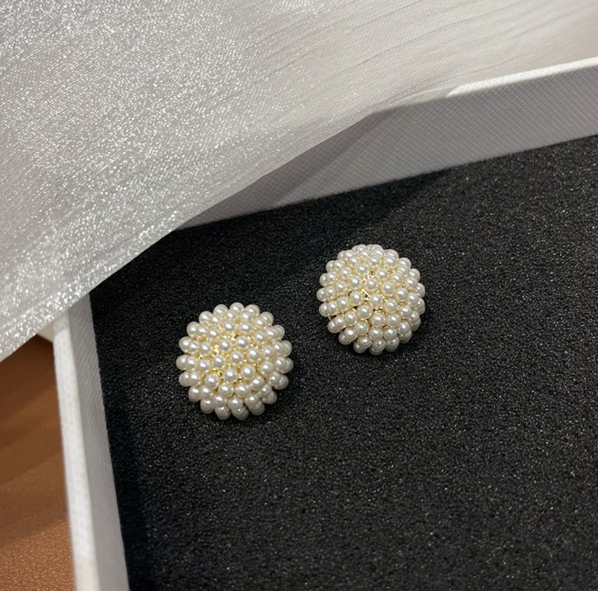 Korean Minority Temperament Personality New Tide Ball Mushroom Millet Pearl Earrings Fate Season Specification drawing