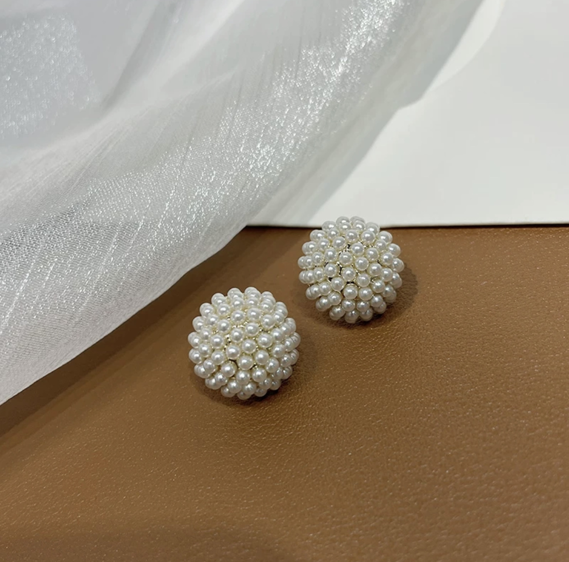 Korean Minority Temperament Personality New Tide Ball Mushroom Millet Pearl Earrings Fate Season details Picture