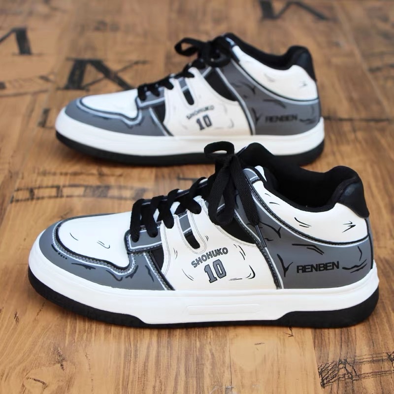 Renben Men's Shoes 2023 Autumn/Winter new leather high-top sporty casual shoes, men's white fleece sports board shoes details Picture