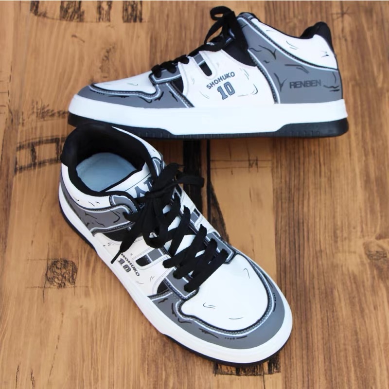 Renben Men's Shoes 2023 Autumn/Winter new leather high-top sporty casual shoes, men's white fleece sports board shoes Specification image