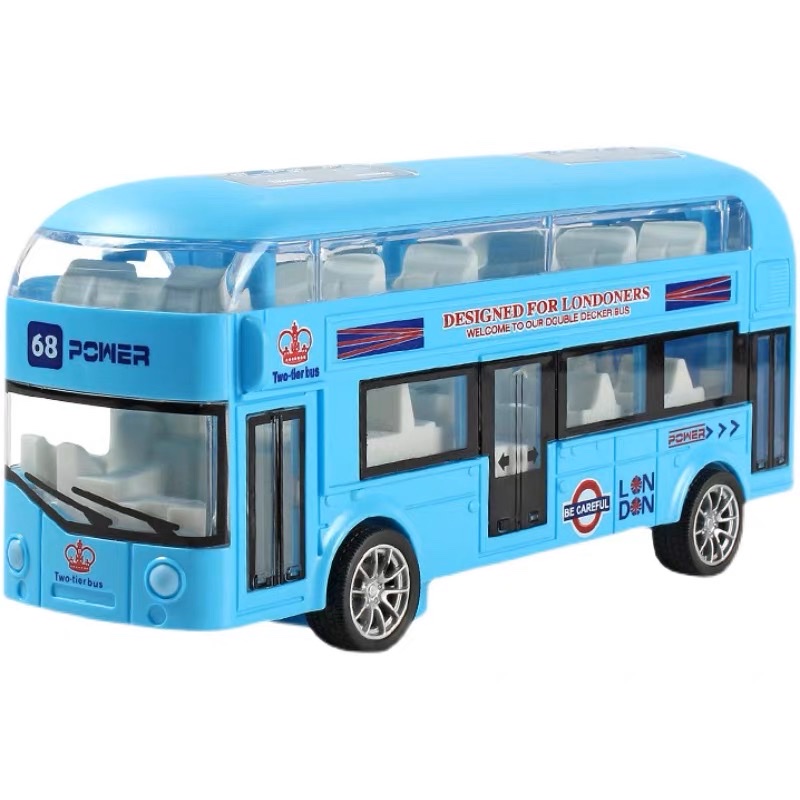 儿童万向电动双层巴士公交车玩具男孩公共汽车模型仿真双层巴士玩具