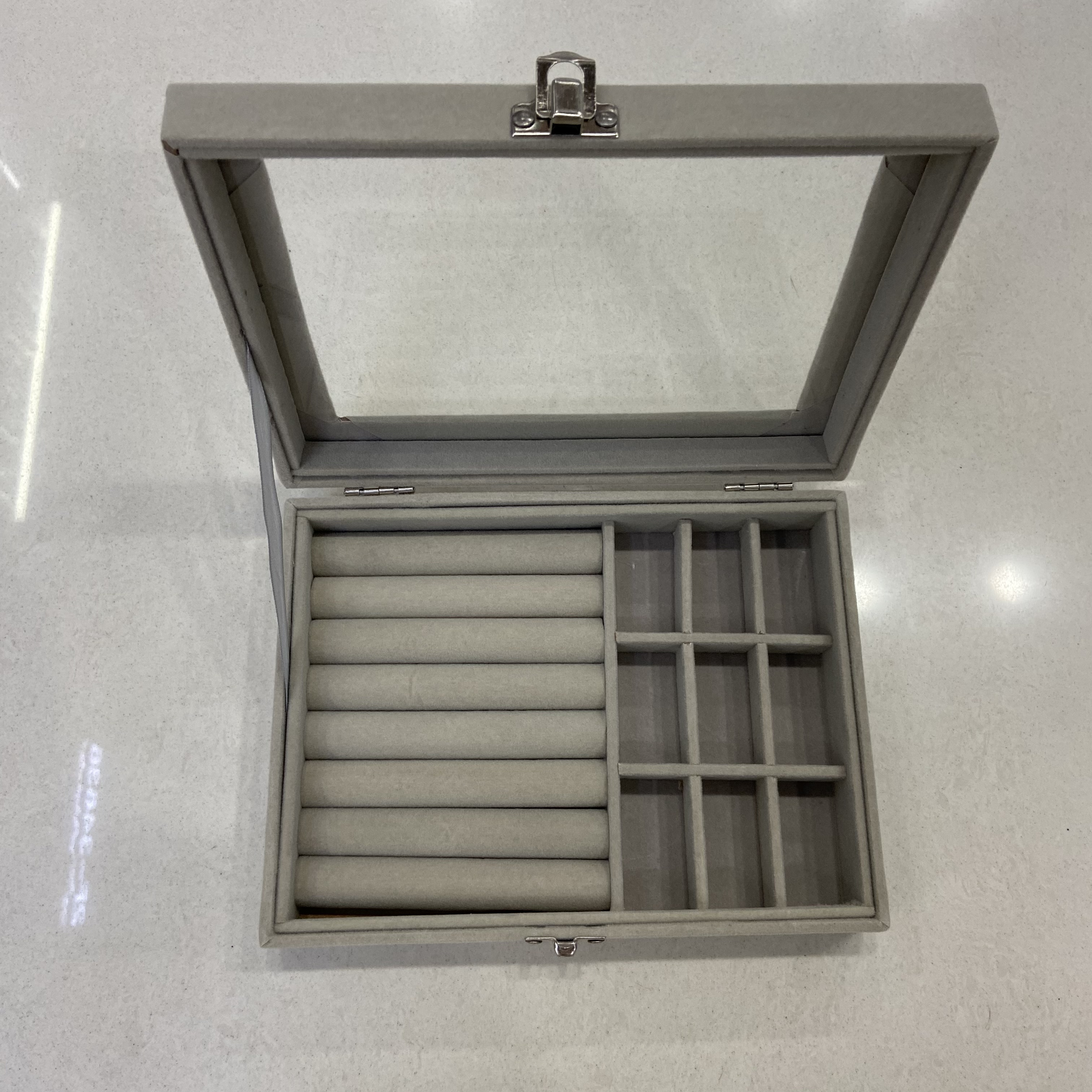 Dust-proof jewelry box with cover, necklace, earrings, ring and accessory storage box, large capacity Specification image