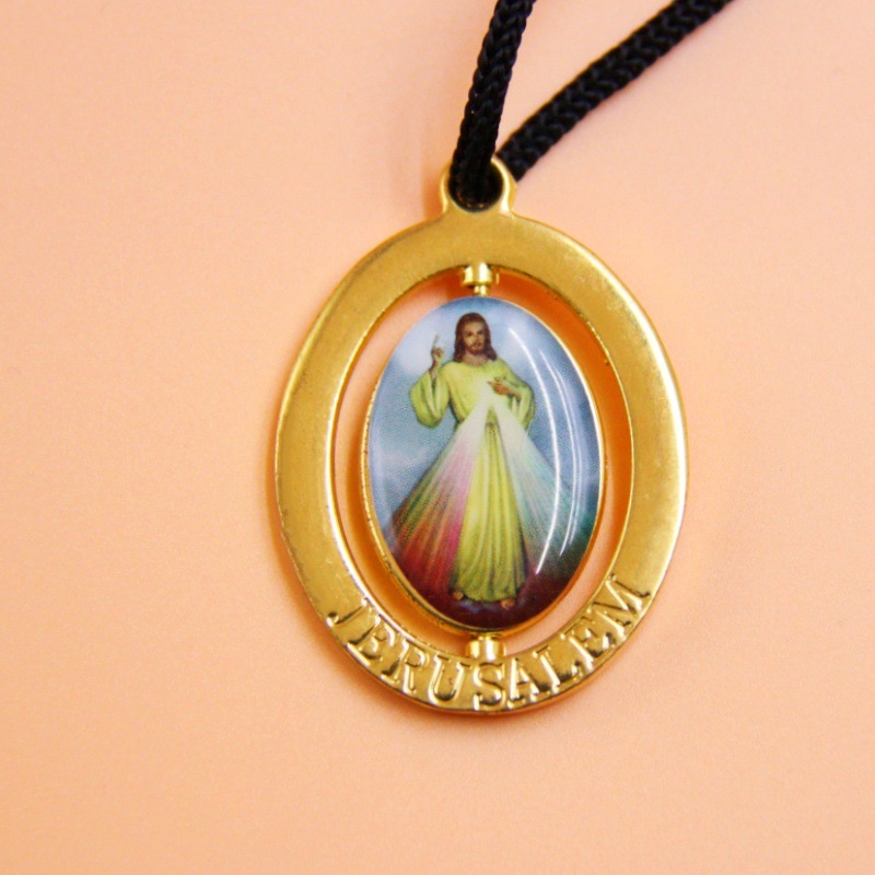 宗教图片旋转项链。可定制多种图案。环保锌合金制作细节图
