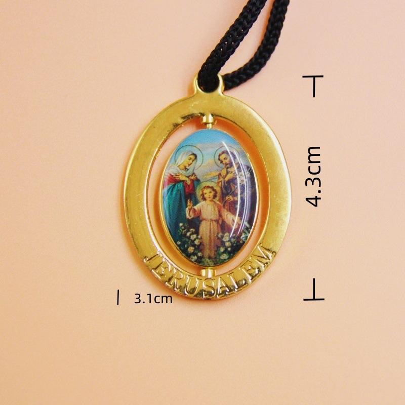宗教图片旋转项链。可定制多种图案。环保锌合金制作