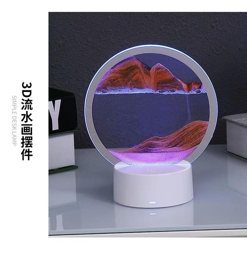 Creative And Simple 3D Quicksand Nightlight Usb Nightlight Atmosphere Lighting Gift Light Battery Case Usb Dual-Use Art Lighting Decompression Boredom Home Lighting Touch Switch undefined